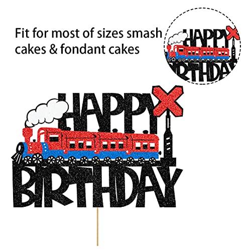 Transportation Cake Topper Happy Birthday Cake Decor For Steam Train Cake Topper Railroad Crossing Party Decorations, Steam Train Traffic Vehicle Theme Birthday Party For Kids Baby Shower Party Decor Supplies #TOP7