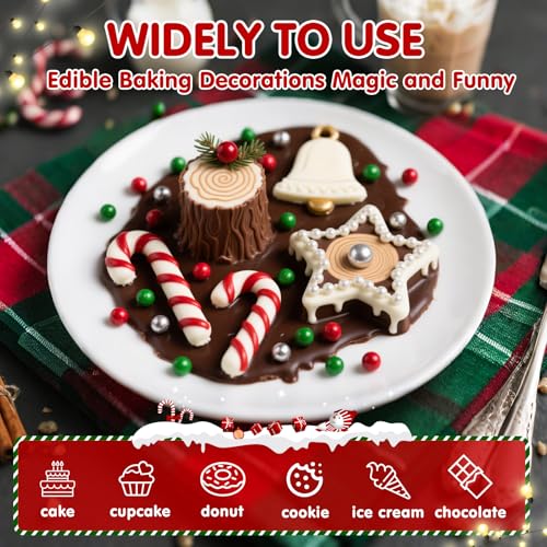 Image of Edible Christmas Sprinkles Pearls for Cake Decorating,130g Red Green White and Silver Pearl Mixed,Edible Sugar Holiday sprinkle for Cupcake Toppers, Cookie, Ice Cream Decorations Christmas Party