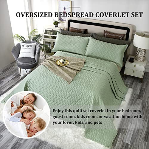 Ofixi Oversized King Plus Szie Quilt Set 3 Pieces,128 Inchx120 Inch Extra Large King Size Bedspreads Lightweight Comforter Reversible Coverlet Bed Cover For All Season thumb #3