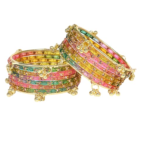 Image of Swara Creations Kashmiri Ghungroo Raindrop Bangles Combo Set | for Women and Girls|Set of 16 Pcs (SKU417)