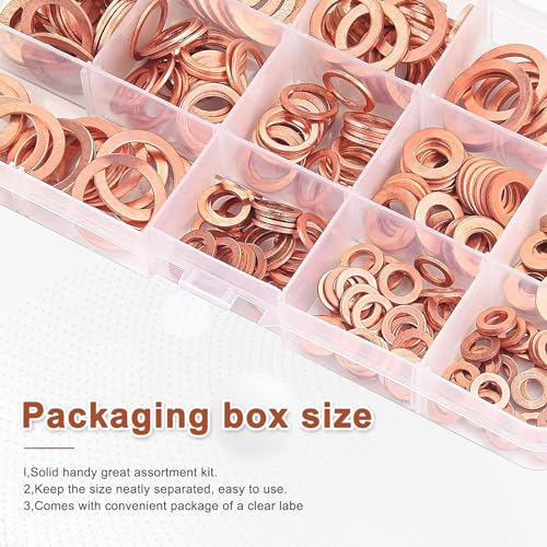 Sumjig 200 PCS O-Type Car Gasket Assortment Set, M5 M6 M8 M10 M12 M14 Vehicle Sealing Washer Replacements, Waterproof Automotive Sump Plugs Accessories, Universal for Most Cars (Gold)