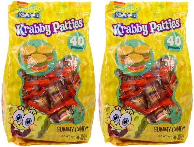 SpongeBob SquarePants Krabby Patties Gummy Candy Burgers, 80 count