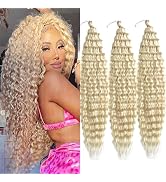 Paraglame Blonde Deep Wave Crochet Hair 18 Inch Ocean Wave Crochet Hair 3 Packs Curly Braiding Ha...