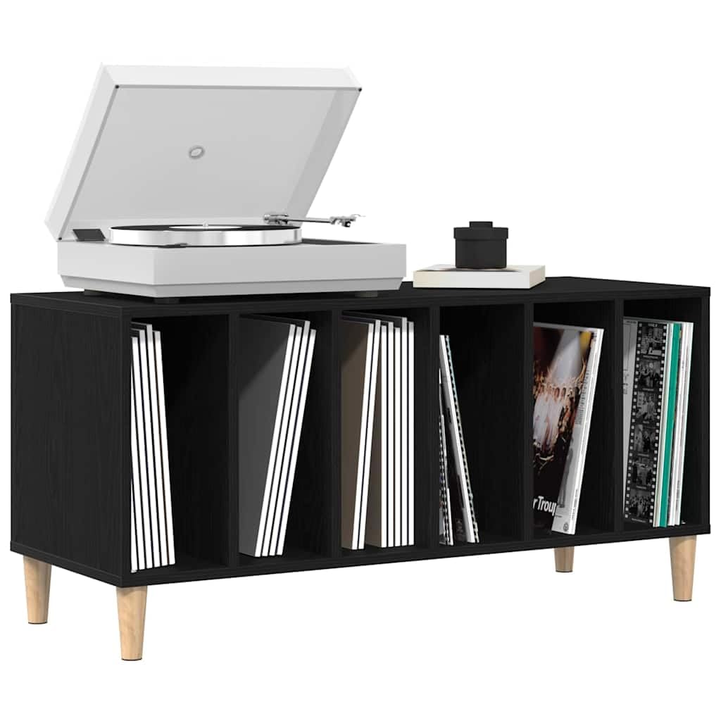 Armadietto per vinili, effetto rovere nero, 100 x 38 x 48 cm, con 5 ripiani, per soggiorno, credenza, scaffale, organizer per libri e supporti multimediali