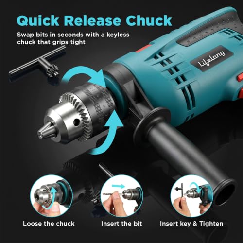 Image of Lifelong 650W Impact Hammer Drill Machine | Drill Machine for Wall Drilling & Home Use |13mm Chuck | Variable Speed | Forward & Reverse | Full Copper Motor & Armature | Wood, Metal & Concrete