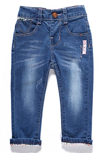 LITTLE-GUEST Toddler Girls Drawstring Jeans Baby Girls Pull on Denim Pants G119