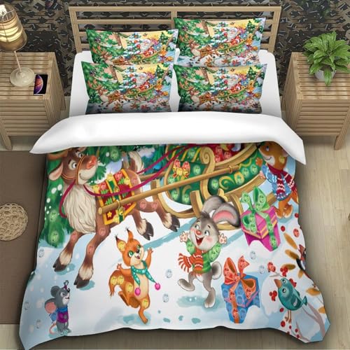 Housse de couette Noël hypoallergénique zippée pour lit simple