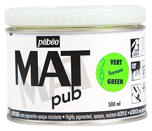 ペベオ(Pebeo) ウォールアート用水性アクリル絵具 マットピュブ 500ml フルレセントグリーン29