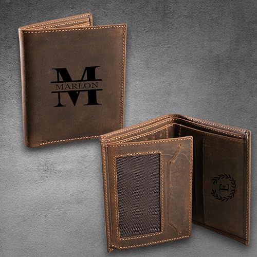 Personalized Leather Wallet for Men, Genuine Leather Trifold Wallet, Handmade Custom Wallet, Personalized Gift, Gift for Him, Gift for Dad, Anniversary Gift, Valentine's Day Gift,4