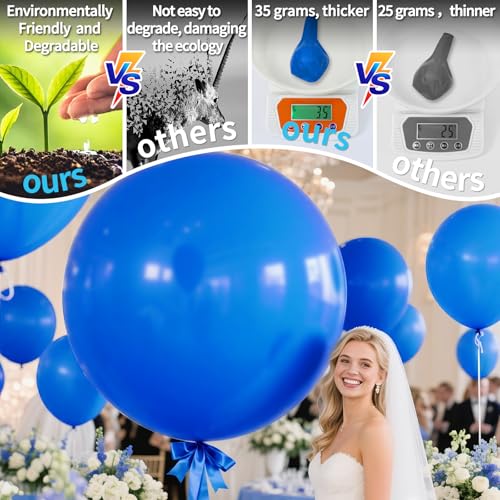 Image of Dark Blue Balloons 9pcs 36 Inch Extra Large Big Jumbo Giant Matte Navy Blue Latex Balloons for Graduation New Year Weddings Father's Day Baby Shower Birthday Party Decorations