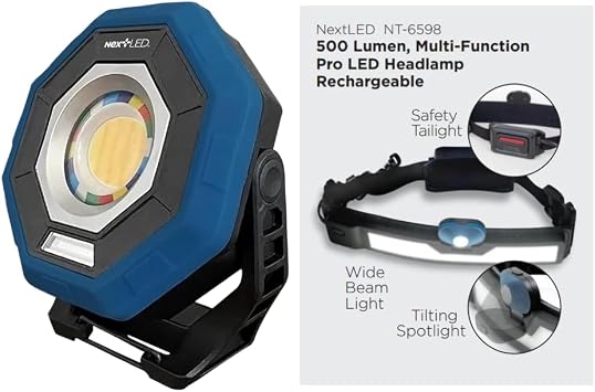 NextLED Ultimate Detailing and Hands-Free Lighting Combo NT-1010UV Rechargeable Car Detailing Light & NT-6598 Multi-Function Rechargeable Headlamp