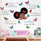 Black Girl Magic You Are Capable Confident Butterfly Inspirational Quotes Wall Decals, Pink Room Deo