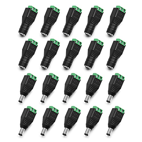 Chanzon 10 X Male + 10 X Female 12V Dc Power Connector 5.5Mm X 2.1Mm 10Pair 24V Power Jack Socket For Led Strip Cctv Security Camera Cable Wire Ends 10Pcs Plug Barrel Adapter #TOP5