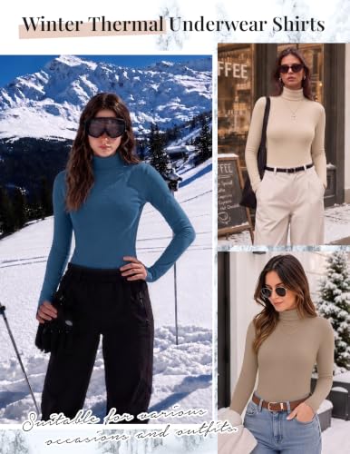 Ekouaer Women's Turtleneck Long Sleeve Tops Soft Fit Winter Clothes Black M - image 6