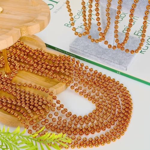 Image of 72PCS Mardi Gras Beads, Orange Halloween Beaded Necklace Party Favors, 33 inch Mardi Gras Bead Necklaces Women Men, Festival Parade Throw Accessories for Mardi Gras Halloween Events Celebrations