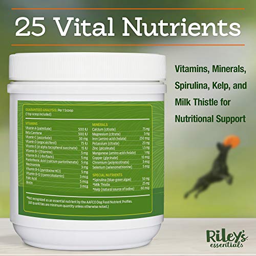 Riley's Multi-Essentials Multivitamin For Dogs - Vitamins, Minerals, Spirulina, Kelp, And Milk Thistle For Nutritional Support - Puppy And Senior Dog Vitamins - 8Oz Powder #TOP1