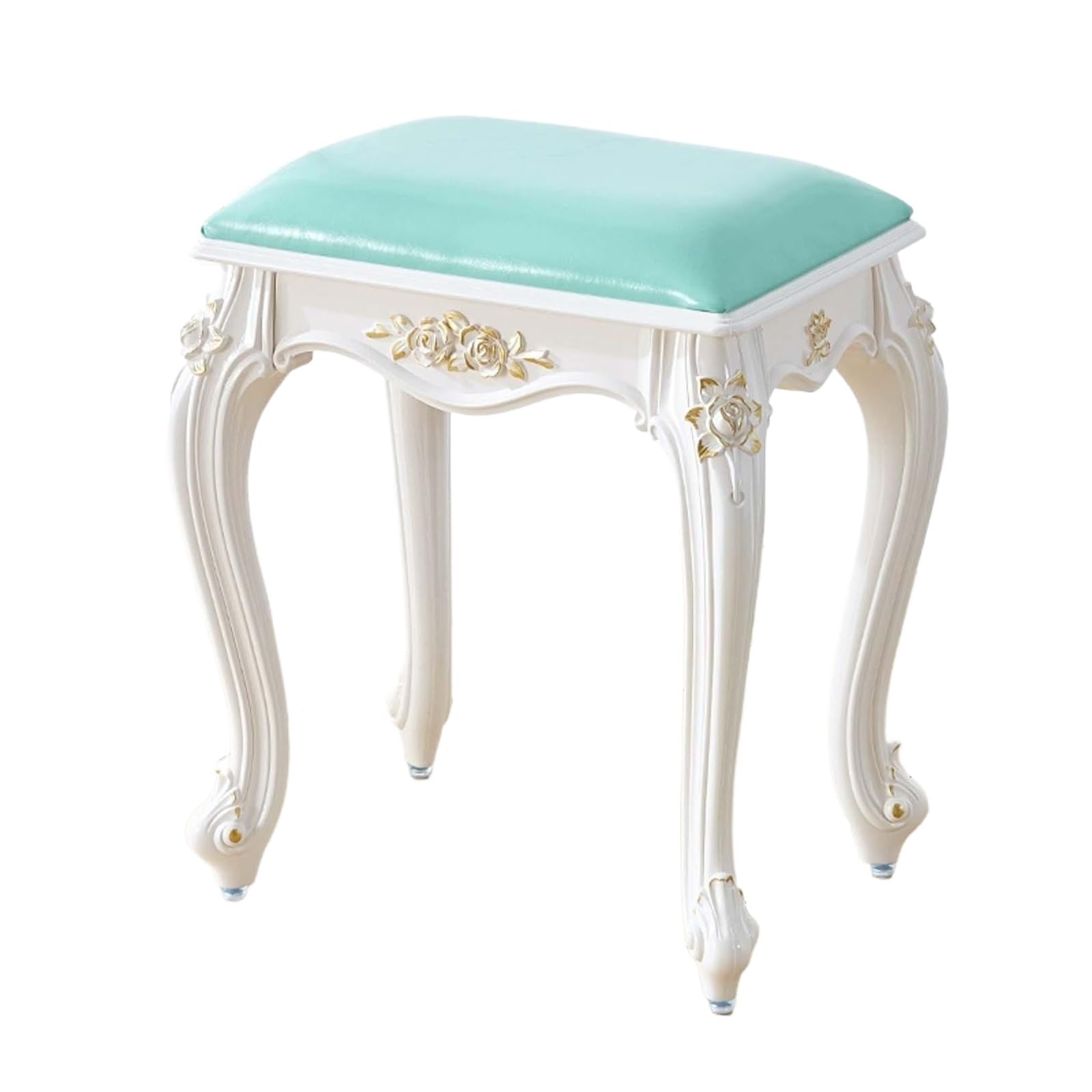 Chaise de coiffeuse chic vert clair et tabouret de piano 43 cm