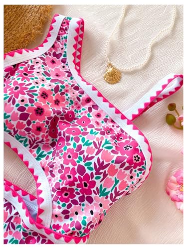 GORGLITTER Girl's One Piece Swimsuit Floral Cutout Bathing Suit Boho Swimwear3