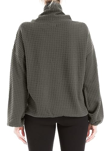 Image of Max Studio womens Max Studio Women's Cowl Neck Long Sleeve Waffle Knit Pullover