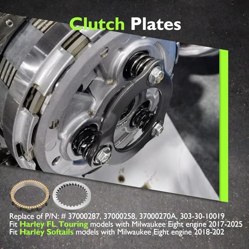 Image of Mofun Friction Steel Plates Clutch Kit Compatible with Harley FL Touring Electra Road Street Glide Road King 2017-2025 Softail Street Bob 2018-2025 Fit M8, Replace of P /N 37000287 303-30-10019