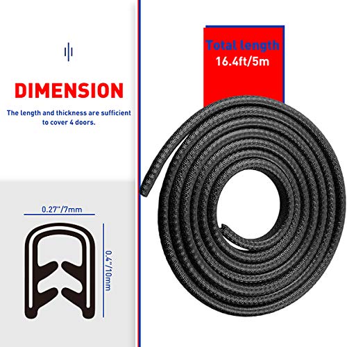 Car Door Edge Guards,Rubber Seal Protector U Shape Edge Trim Door Edge Protection Fit For Most Car (16Ft, Black) #TOP4