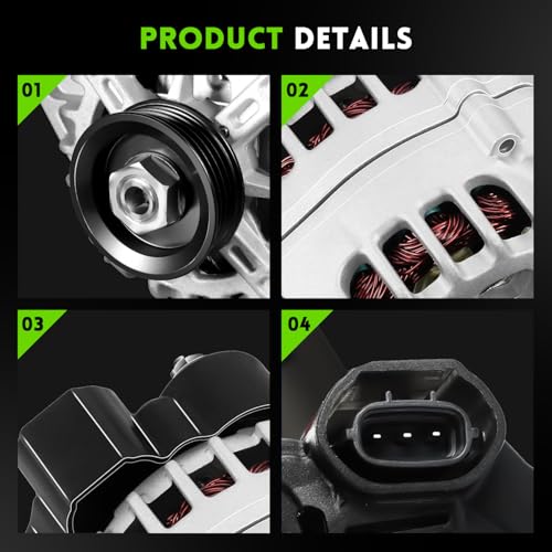 Image of 11311N Alternator L4 2.0L Replacement for 2007-2012 Hyundai Elantra, 90A 12V, 2010-2011 Kia Soul, 2007-2009 Spectra, 2655635, 600162, 3730023650, AVA0102, 40046020, 40046031