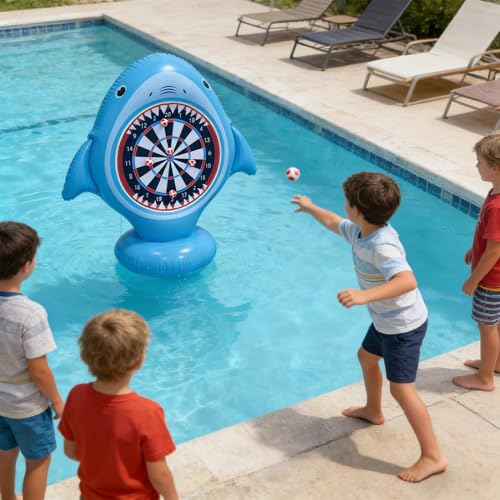 Dardos de pie inflable de tiburón para evitar el aburrimiento de jóvenes en la piscina 2