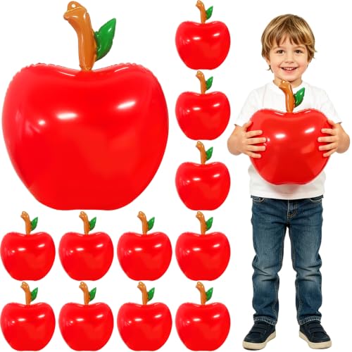 12 Pcs Large Inflatable Apple Balloons Red Fruit Balloon Decoration for First Day of School Back to School Ceiling Hanging Decor for Classroom Birthday Party Decor Supplies