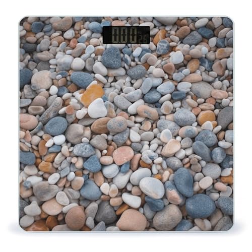 Báscula digital de baño de alta precisión con diseño piedras coloridas
