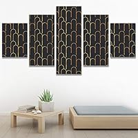 SIGNWIN 5 Panel Canvas Wall Art Modern Art Contemporary Digital Art Dramatic Geometric Multicolor Patterns for Home Decorations Ready to Hang - 60