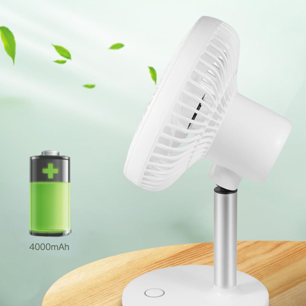 Tavolo da scrivania ricaricabile USB robusto con 4 velocità, ventilatore portatile personale per casa, camera da letto, scrivania interna per camera da letto silenziosa oscillante