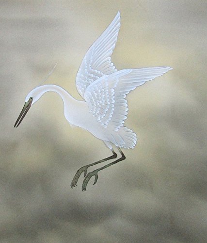 Amazon.co.jp: 速水御舟『白鷺紫閃』コロタイプ 花鳥 シラサギ【版画