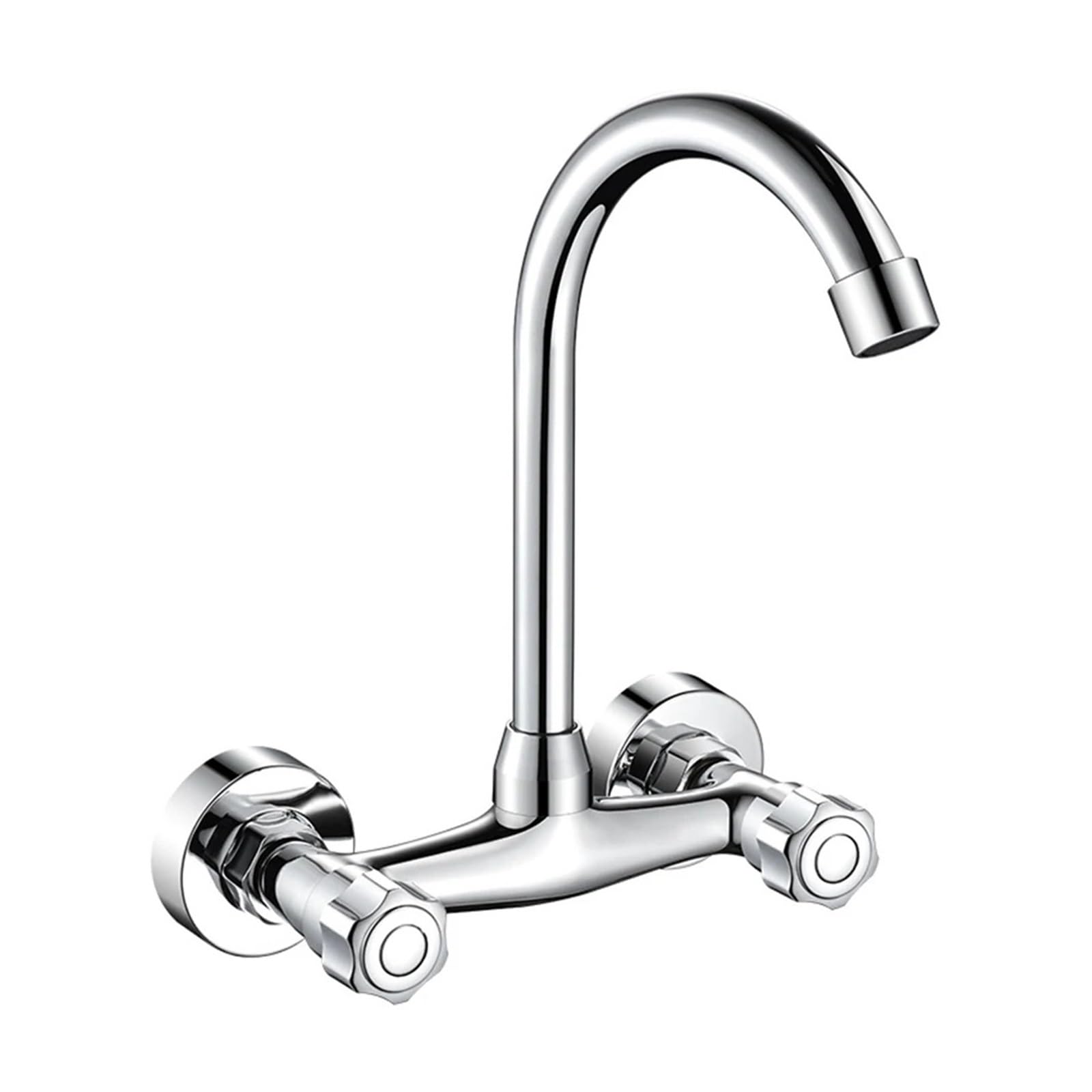 Robinet mitigeur mural double trou pour évier de cuisine avec bec pivotant