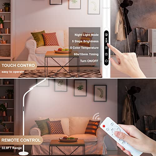 Light Therapy Lamp, Uv-Free 10000 Lux Happy Therapy Light, Floor Sun Therapy Lamp With Remote & Touch Control & Adjustable Gooseneck For Reading/Office/Home … #TOP2