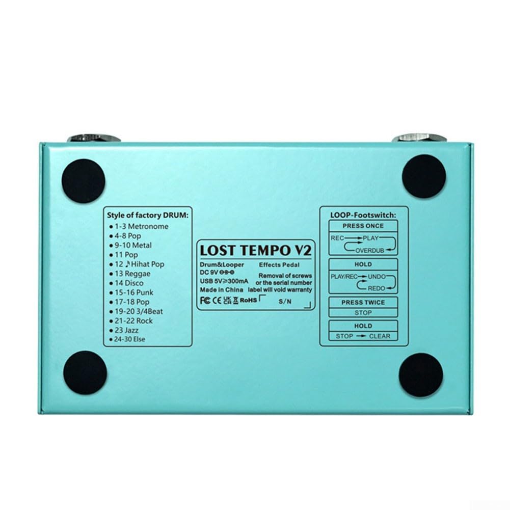 Pedale Looper per batteria, 30 stili ritmici integrati, processore di effetti per chitarra con registrazione in loop e temperatura del tocco, funzione di sincronizzazione automatica, per musicisti e
