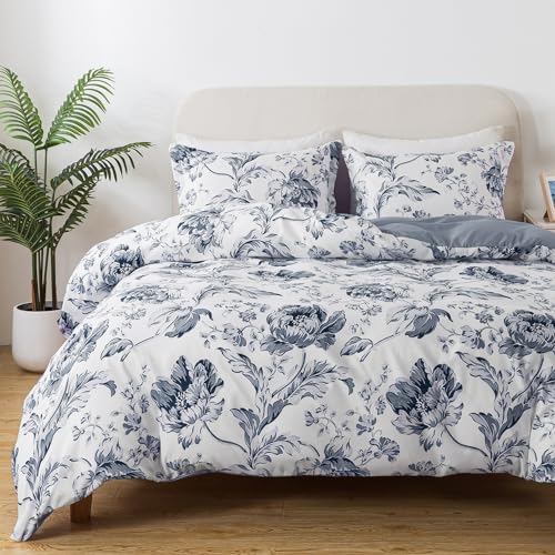 BedTreat Floral Duvet Cover Set Twin Size,2pcs Reversible Pattern-Solid Design Bedding Set,1 Duvet...