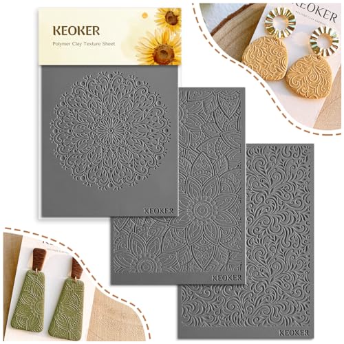 Keoker Boho Texture Sheets Set, Works with Boho Polymer Clay Cutter, The Same Effect as Polymer Clay...