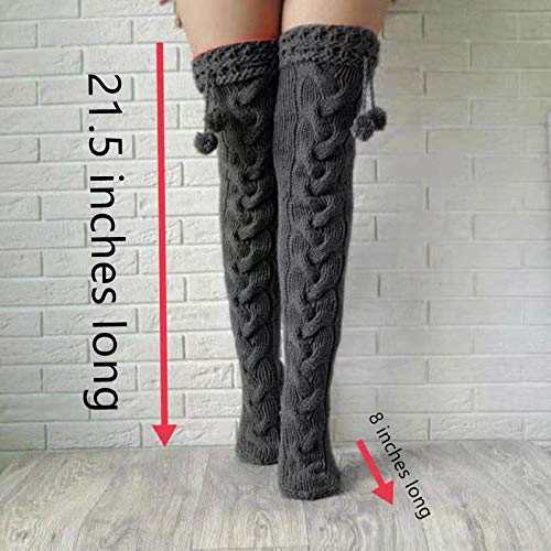 VETHIN Women's Cable Knit Thigh High Socks - Over Knee High Long Leg Stockings - Extra Long Winter Boot Leg Warmers2