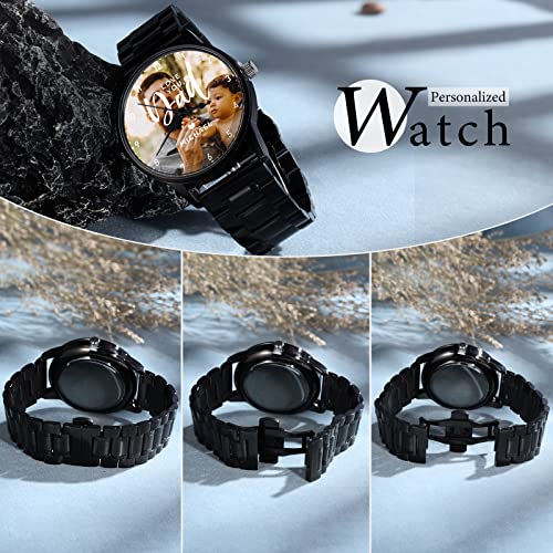 Lagofit Gifts For Dad Personalized Photo Watches For Men Custom Watches For Men Stainless Steel Engraved Picture Watches For Fathers Husband Boyfriend (Style 1) #TOP5