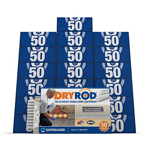 Dryrod Damp Proofing Rods (50 Pack x 20) - BBA-Approved Rising Damp Treatment, Stronger Than DPC Injection Creams. Coverage 120m
