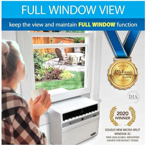 Image of Soleus Air 10,000 BTU Over-the Sill Saddle Hybrid Air Conditioner w /Heat: Wi-Fi Enabled, Quiet Operation, Window View Friendly (Up to 12.5 inch Sill Width)