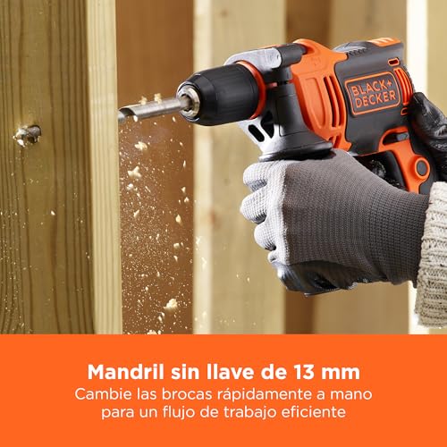 Miniatura 9 de Black Decker 710w Taladro Percutor Con Cable De Alto Rendimiento, 0-2800 Rpm, Con 4 Brocas Y Caja De Kits, Beh710k-Qs