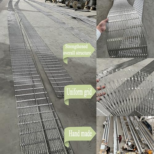 Stainless Steel 304 Wire Rope Mesh - Flexible Garden & Farm Decorative Fence, Roof Anti-Fall Net, Plant Climbing Net, 6400 lbs Tensile Strength, 2mm, H0.8xL7m/H2.62xL22.9