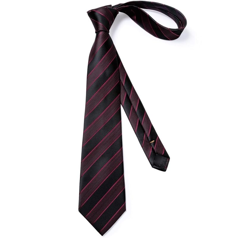 Set de corbata para hombre con pañuelo y gemelos rayados miniatura 4