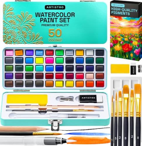 ARTISTRO 50 Watercolor Paint Set - Portable Kit