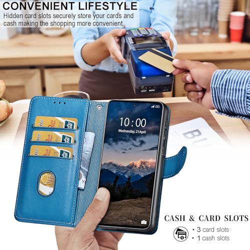 Étui Samsung S25 Edge en cuir papillon bleu avec support chic