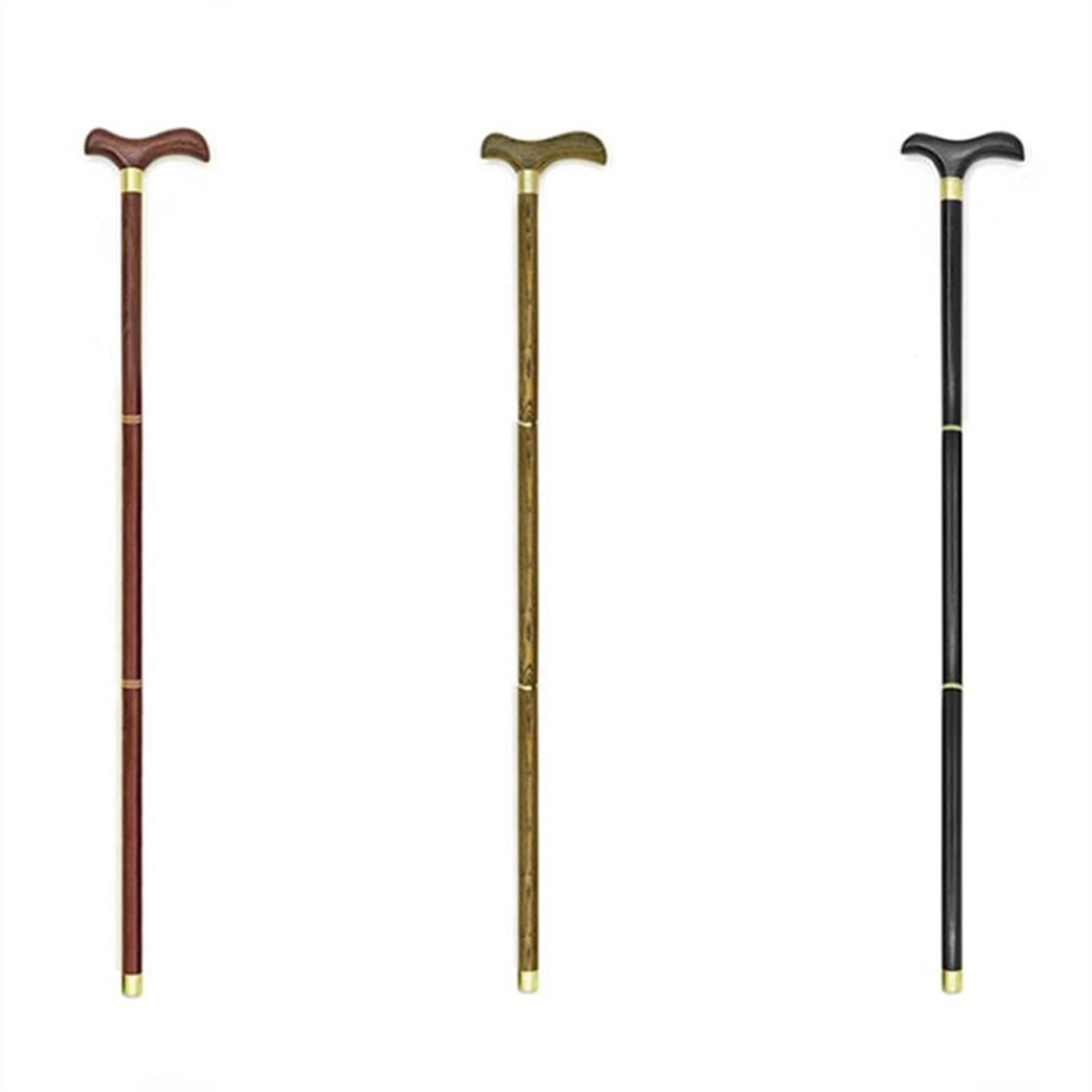 Bastones Bastón de Madera 3 Secciones T Mango Agarre Recto Palo para Hombres como para Mujeres
