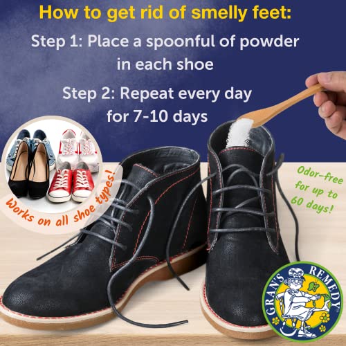Gran's Remedy Natural Shoe Deodorizer And Foot Odor Eliminator Powder For Men, Women, And Kids, Absorb Sweat And Moisture, Neutralize Smelly Odors, Scented #TOP4