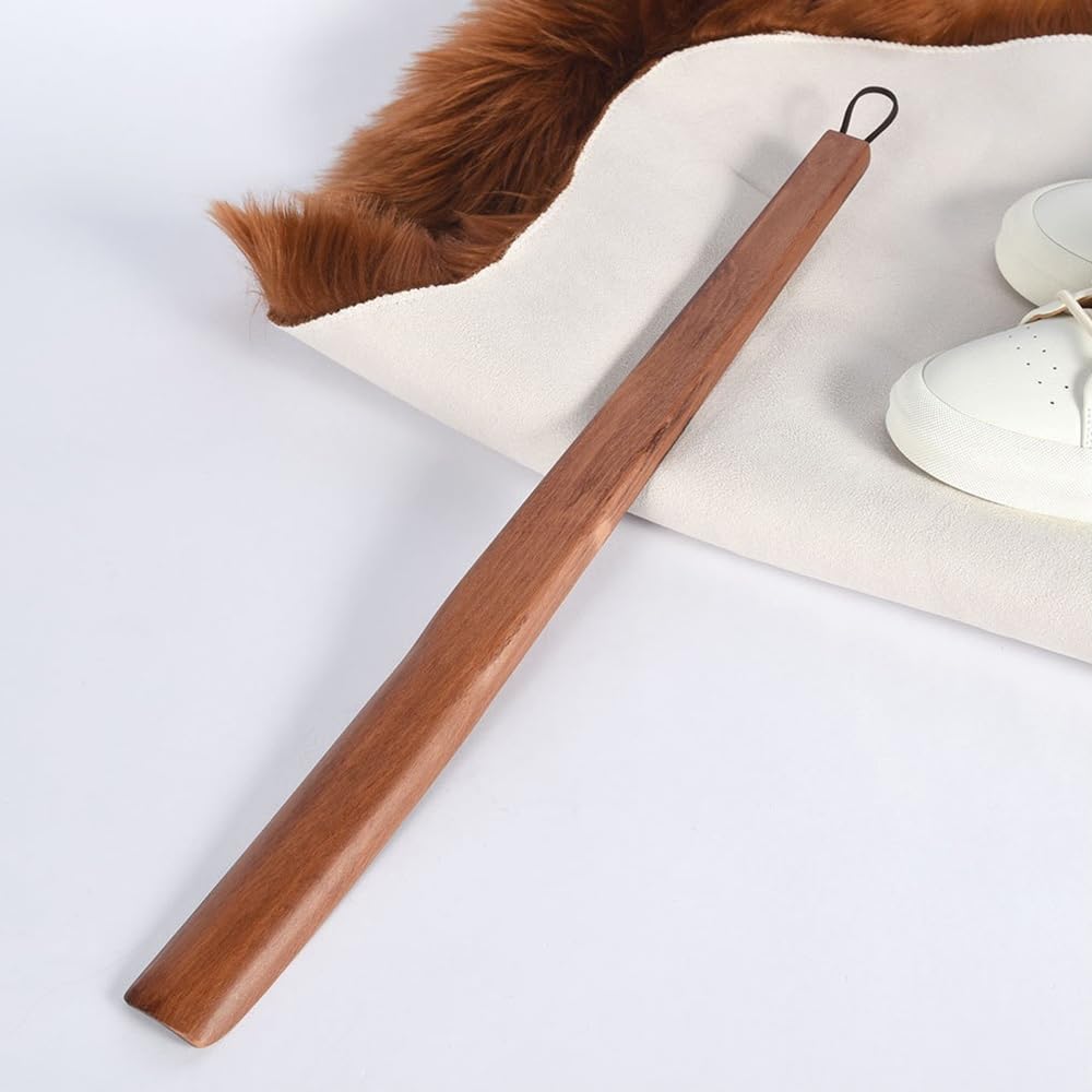 Calzascarpe a manico lungo, in legno massiccio con manico lungo, 55 cm di lunghezza, ideale per anziani o come regalo, portatile per l'uso in viaggio (2 pezzi)