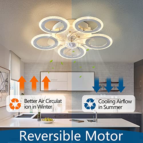 Dalouguan Modern Ceiling Fan with Light, 20" Personality Geometric Ceiling Fan with Lights and Remote, Ceiling Fan for Living Room Bedroom Kitchen by Dalouguan - Image 2